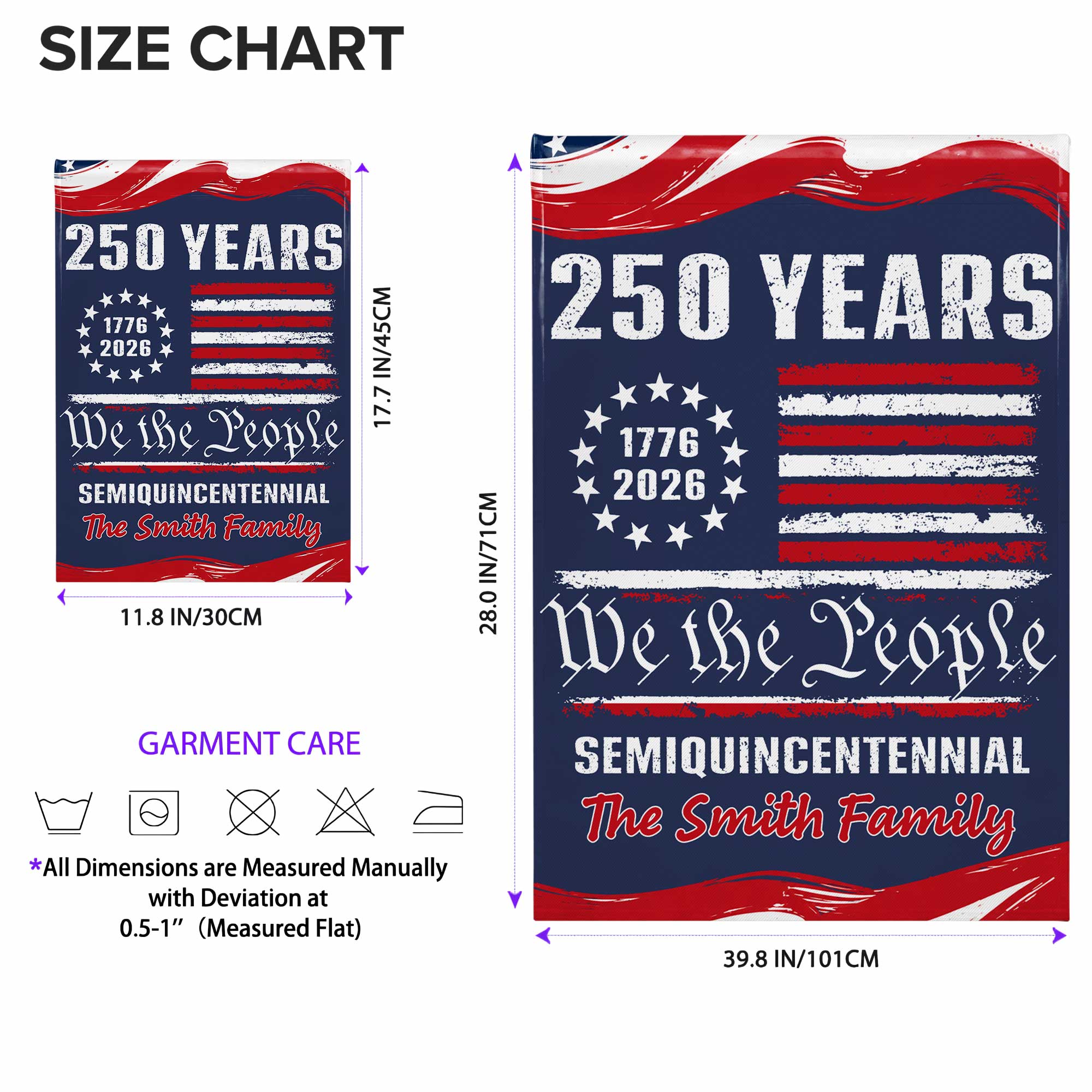 Personalized 4th of July Garden Flag Custom Family Name Gift