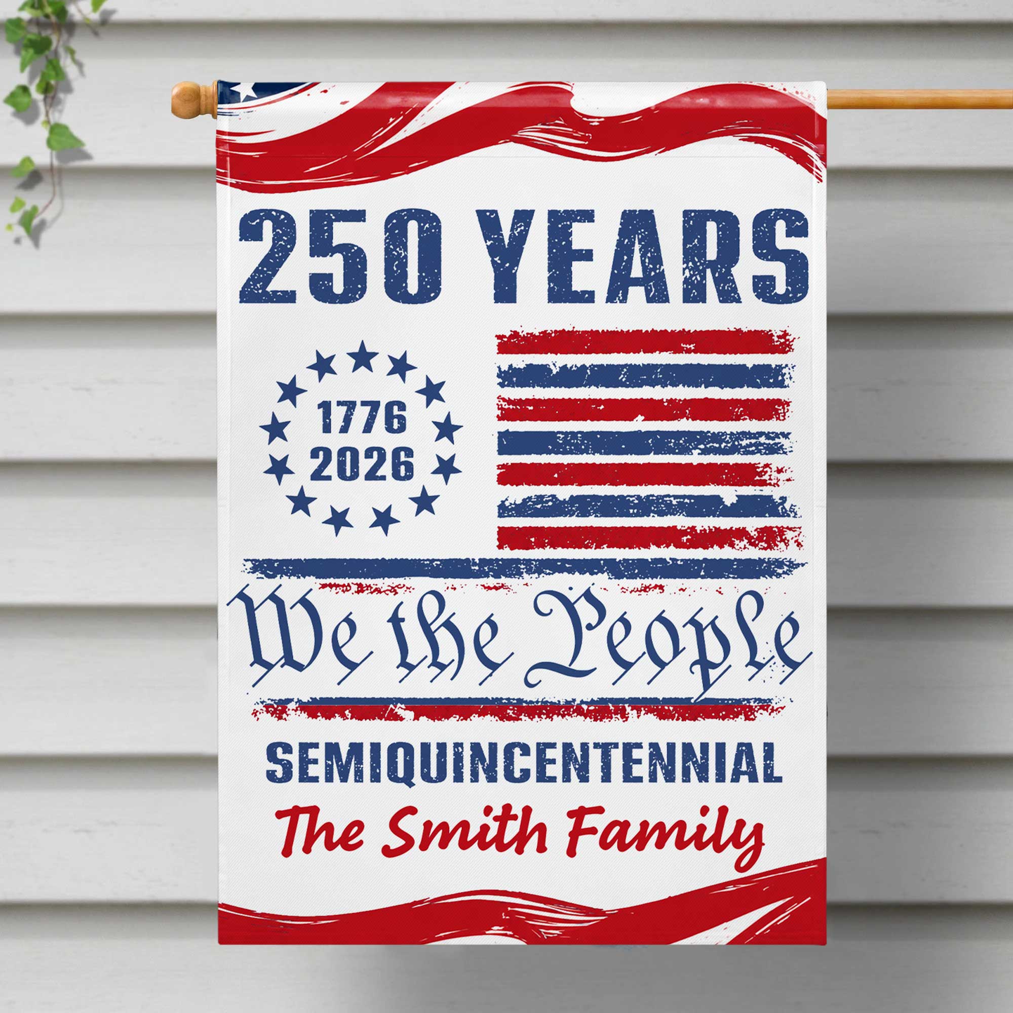 Personalized 4th of July Garden Flag Custom Family Name Gift