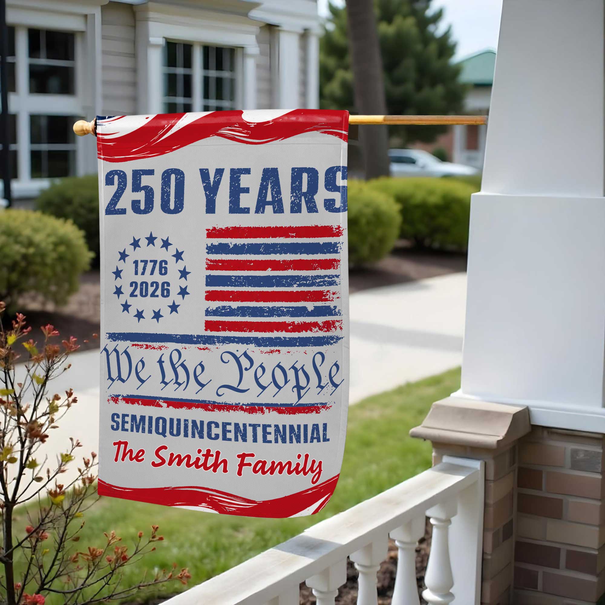 Personalized 4th of July Garden Flag Custom Family Name Gift