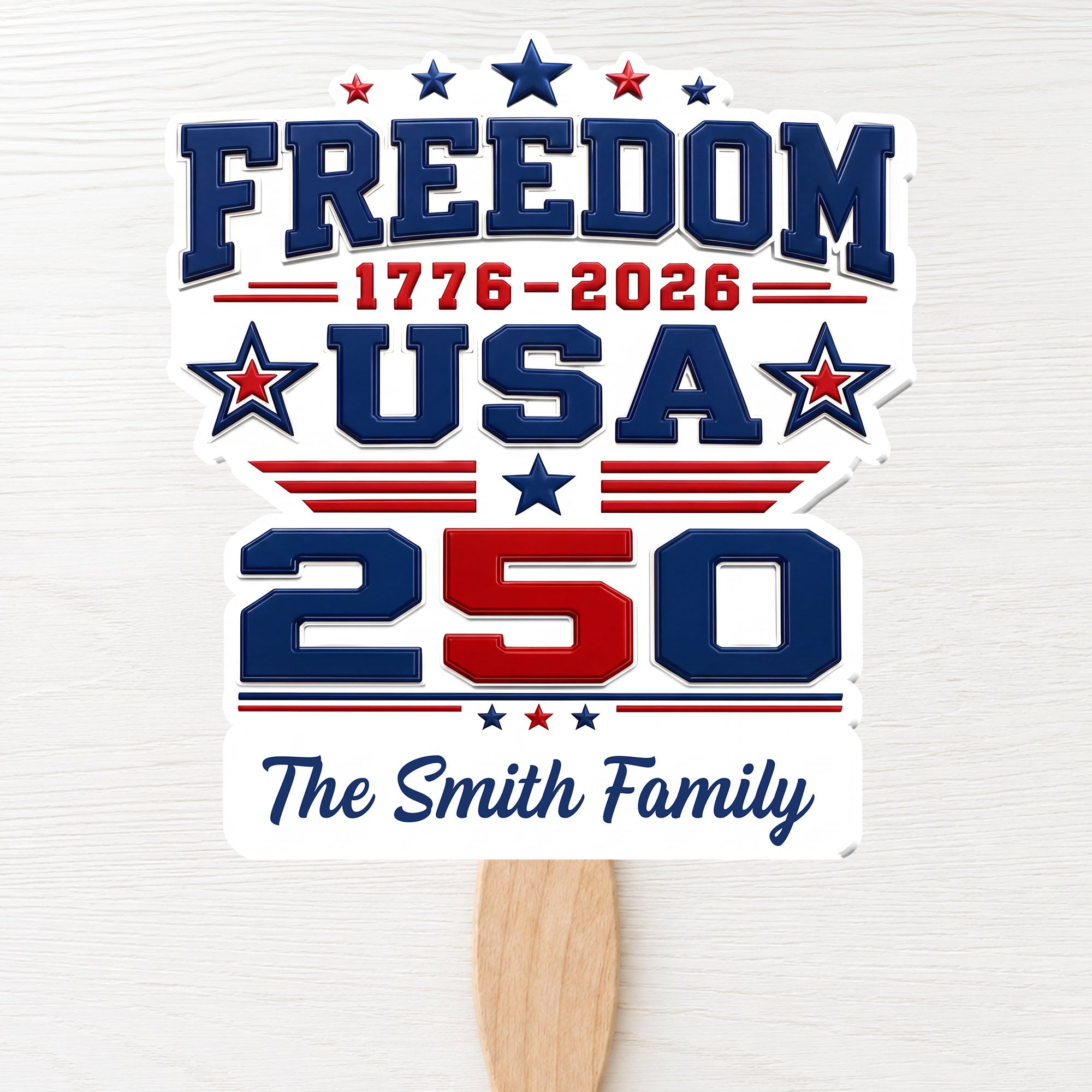 Personalized USA Stars And Stripes Hand Fan Custom Family Name Gift