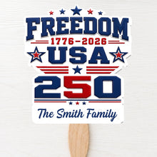 Load image into Gallery viewer, Personalized USA Stars And Stripes Hand Fan Custom Family Name Gift
