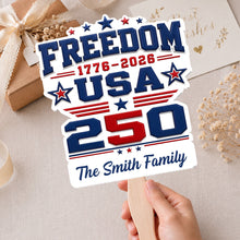 Load image into Gallery viewer, Personalized USA Stars And Stripes Hand Fan Custom Family Name Gift
