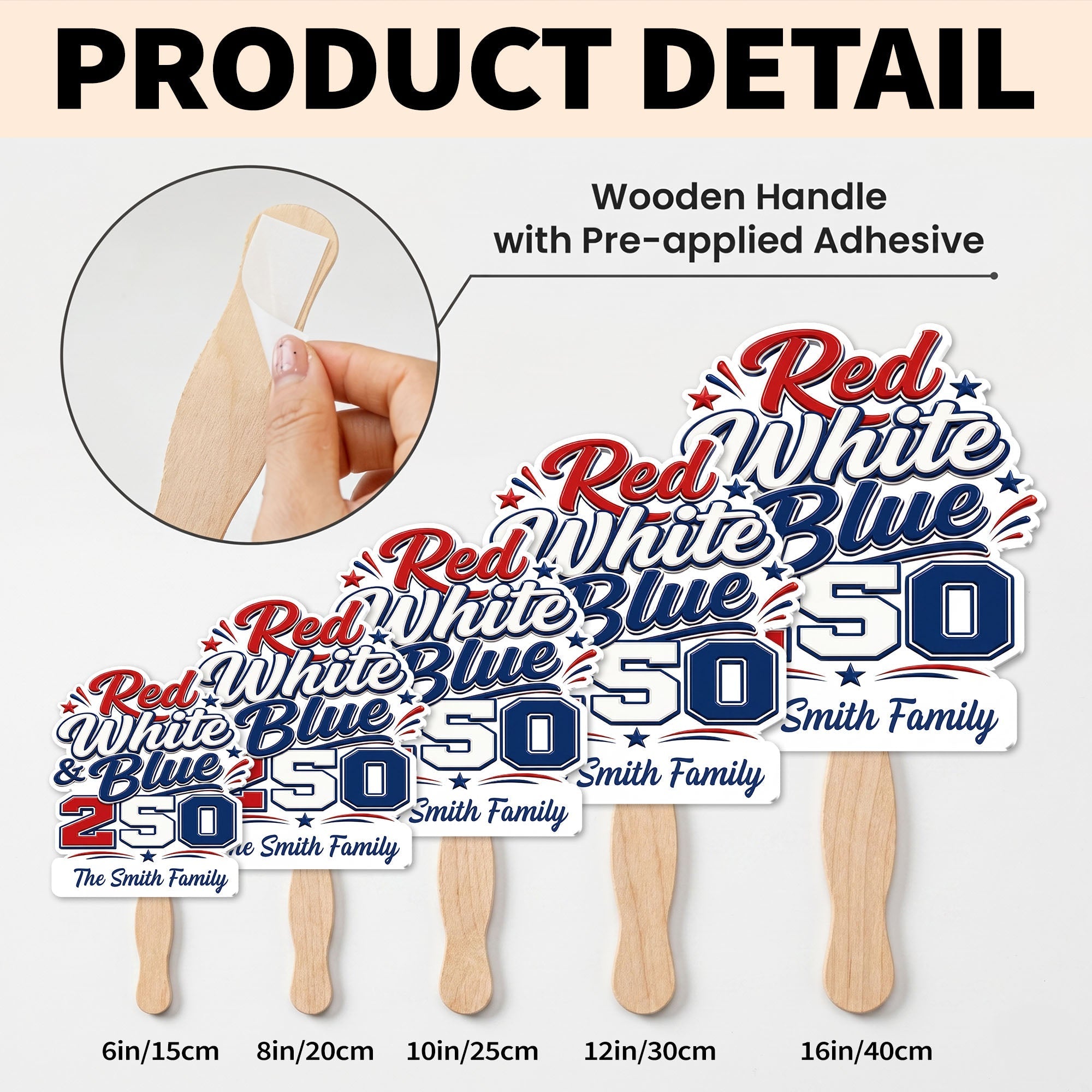 Personalized USA Stars And Stripes Hand Fan Custom Family Name Gift