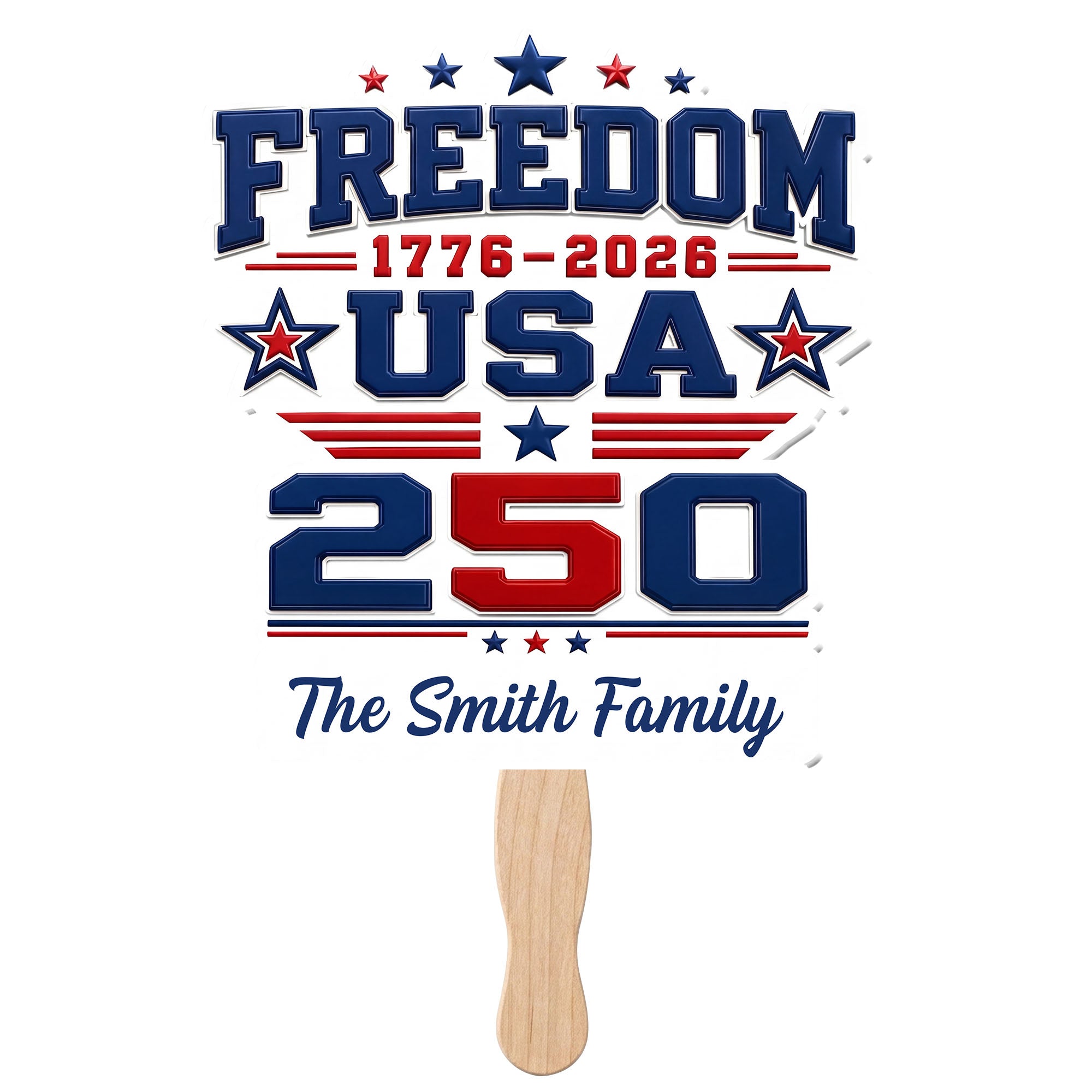Personalized USA Stars And Stripes Hand Fan Custom Family Name Gift