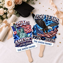 Load image into Gallery viewer, Personalized Custom Hand Fan American Flag Bald Eagle Gift
