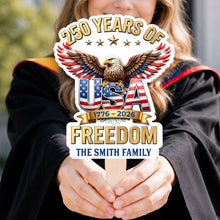 Load image into Gallery viewer, Personalized Custom Hand Fan USA Freedom Eagle Family Gift
