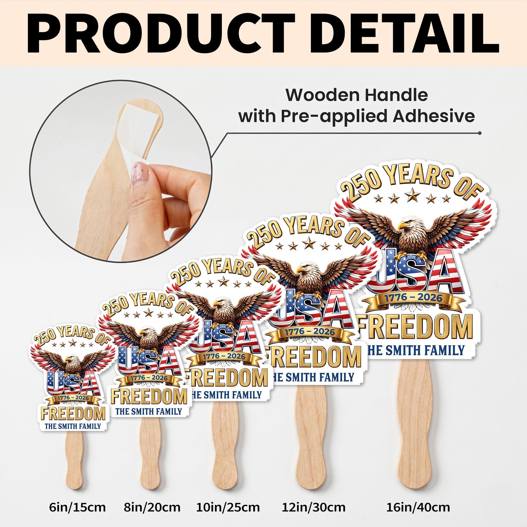 Personalized Custom Hand Fan USA Freedom Eagle Family Gift