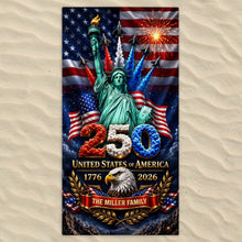 Load image into Gallery viewer, Personalized Microfiber Beach Towel USA Eagle Custom Name Gift
