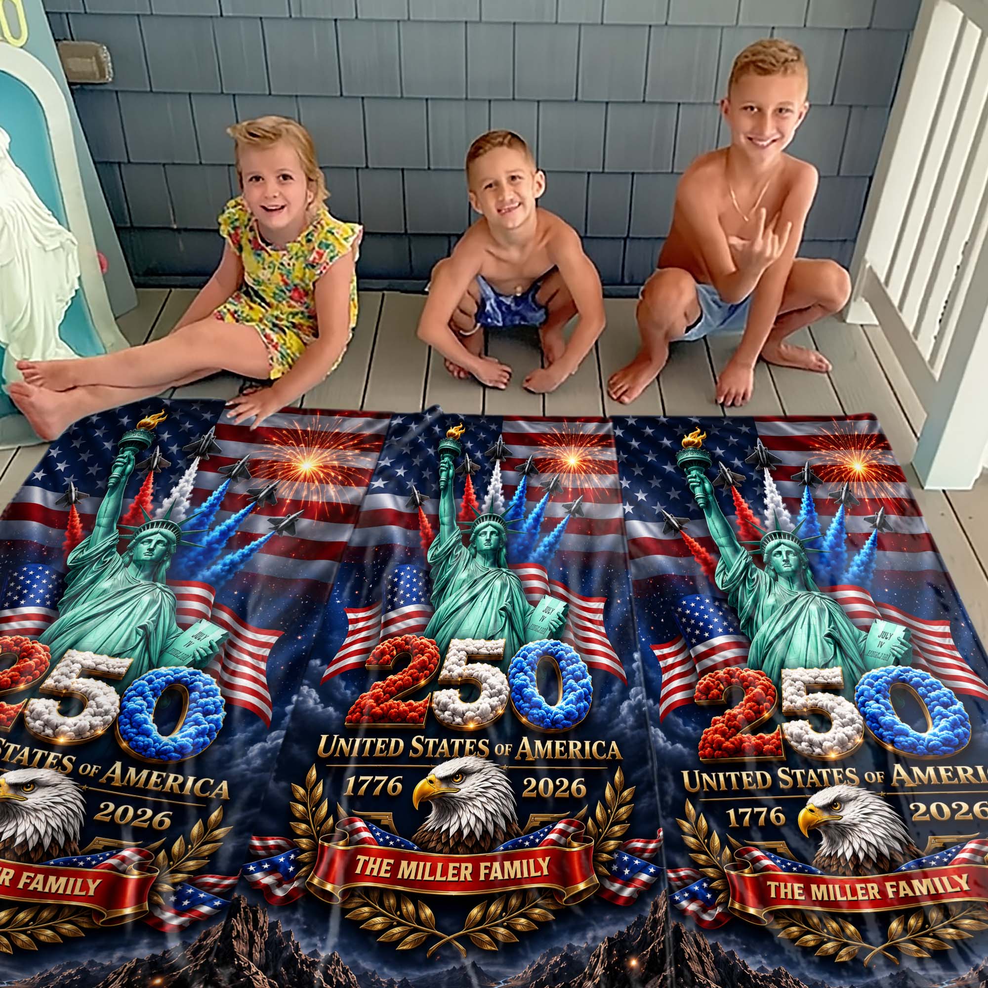 Personalized Microfiber Beach Towel USA Eagle Custom Name Gift