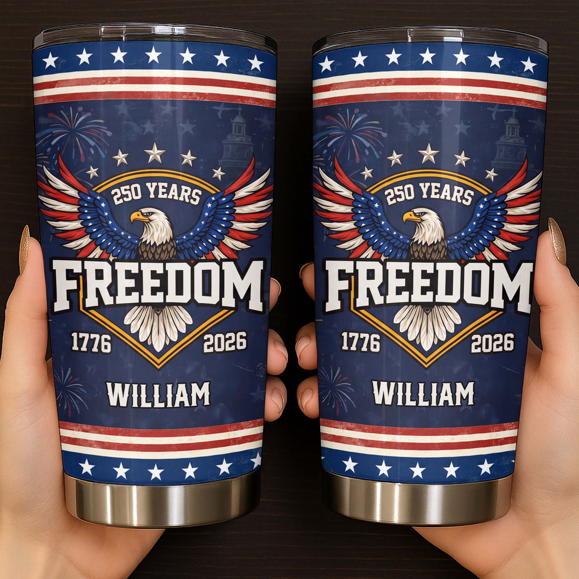 Personalized Stainless Steel Tumbler 20oz Eagle Gift for Dad