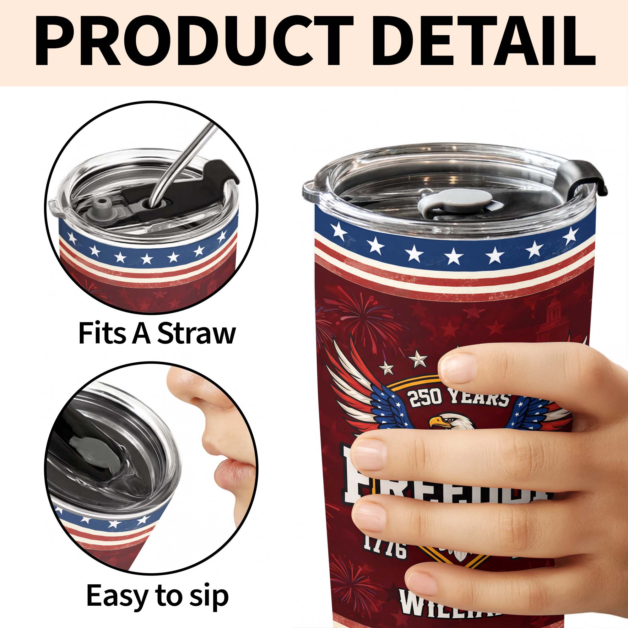 Personalized Stainless Steel Tumbler 20oz Eagle Gift for Dad