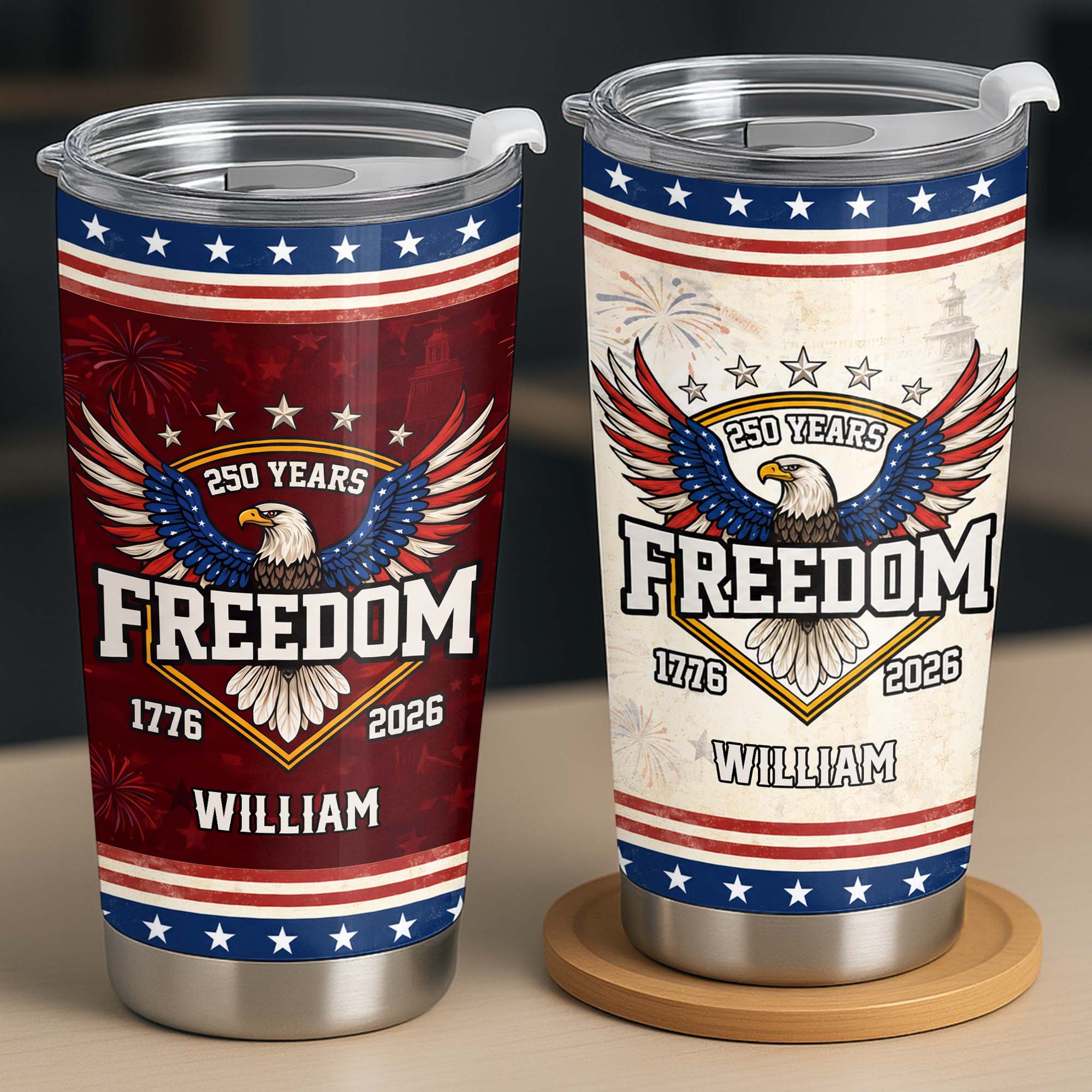 Personalized Stainless Steel Tumbler 20oz Eagle Gift for Dad