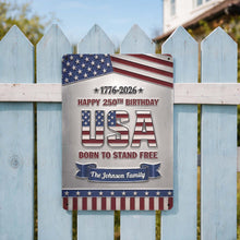 Load image into Gallery viewer, Personalized Metal Sign Custom Family Name USA Flag Gift
