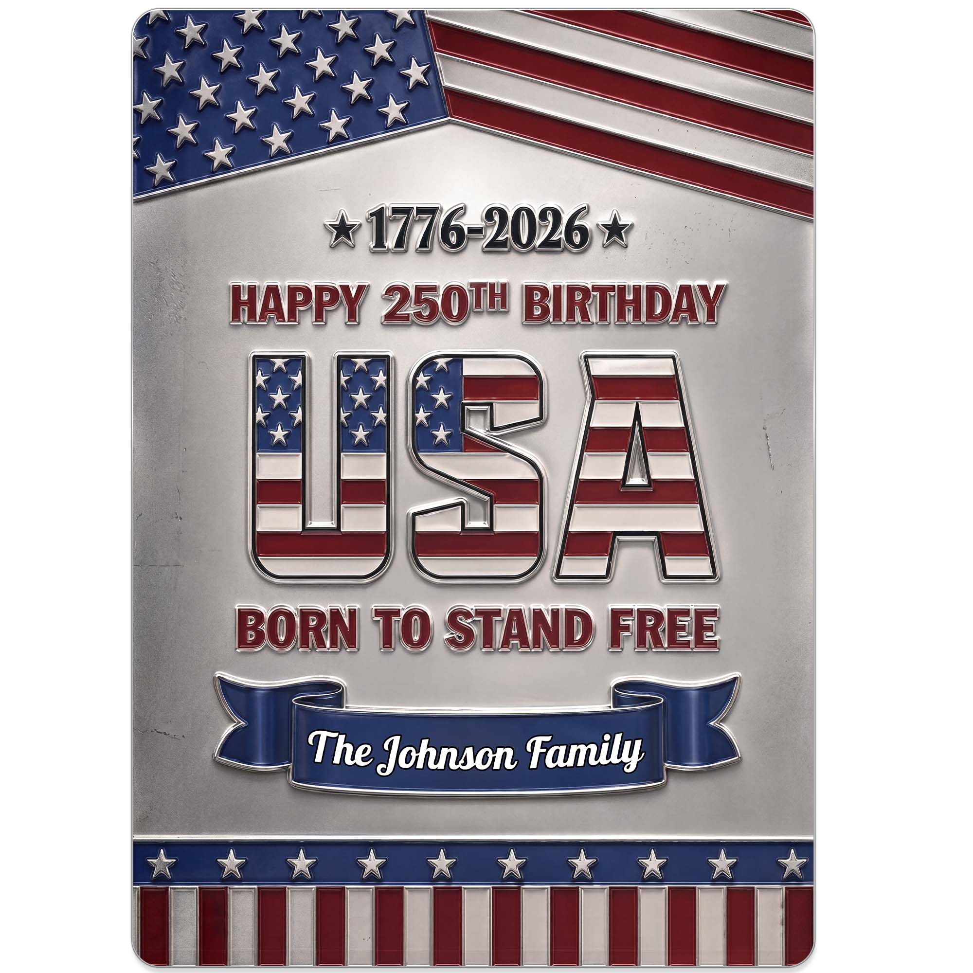 Personalized Metal Sign Custom Family Name USA Flag Gift