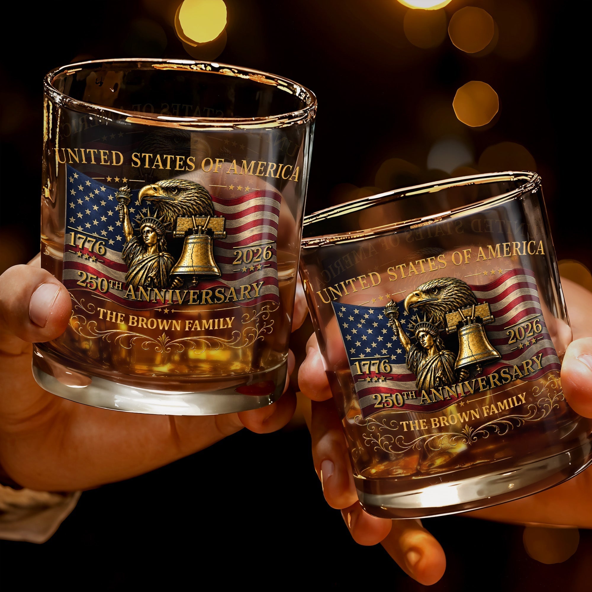 Personalized Whiskey Glass Custom Name Gift for Dad 4th of July