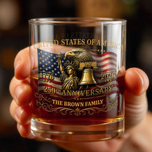 Load image into Gallery viewer, Personalized Whiskey Glass Custom Name Gift for Dad 4th of July
