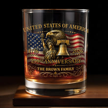 Load image into Gallery viewer, Personalized Whiskey Glass Custom Name Gift for Dad 4th of July
