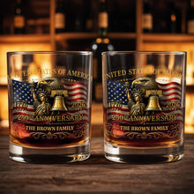 Load image into Gallery viewer, Personalized Whiskey Glass Custom Name Gift for Dad 4th of July
