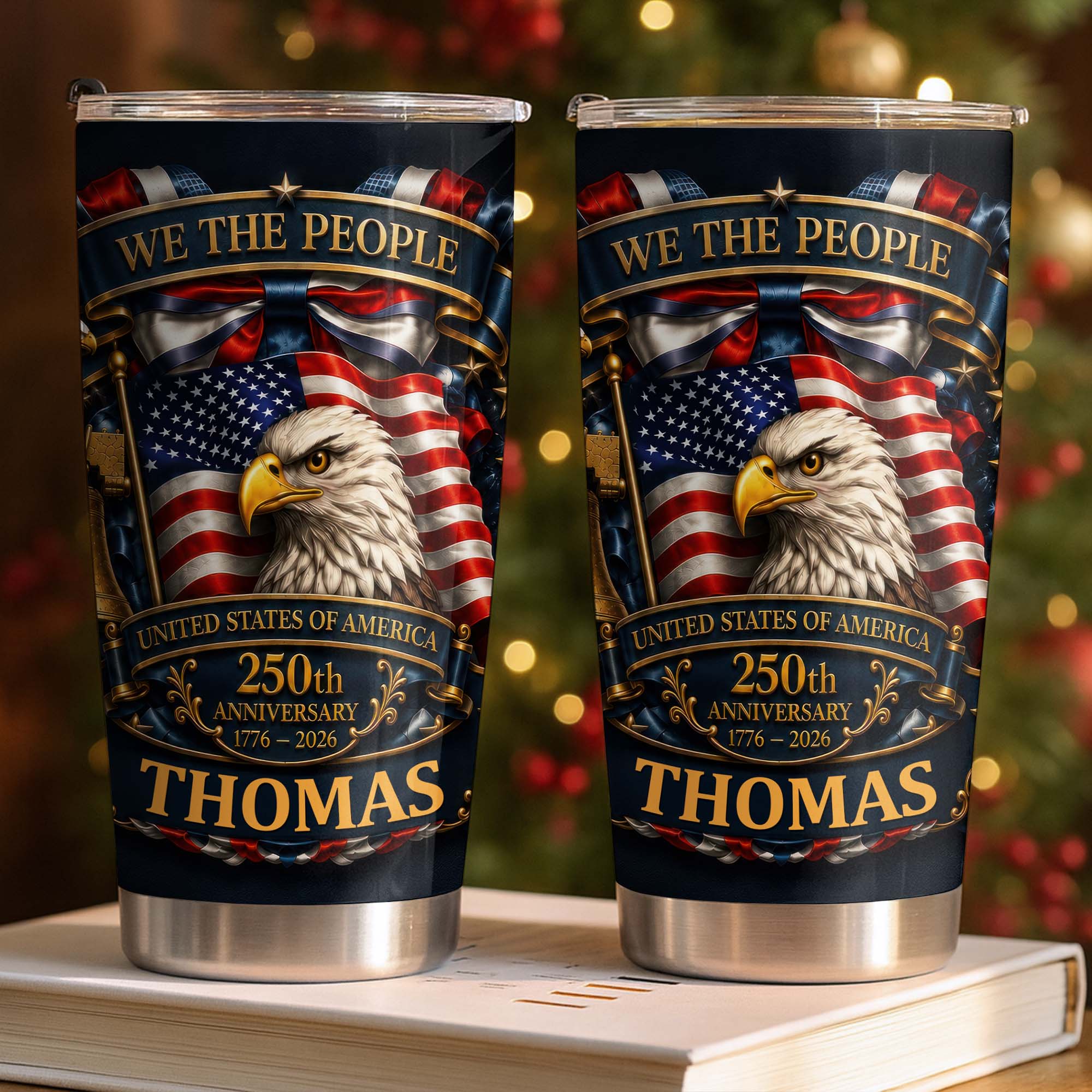 Personalized 20oz Stainless Steel Tumbler American Flag Gift for Dad