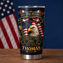 Load image into Gallery viewer, Personalized 20oz Stainless Steel Tumbler American Flag Gift for Dad
