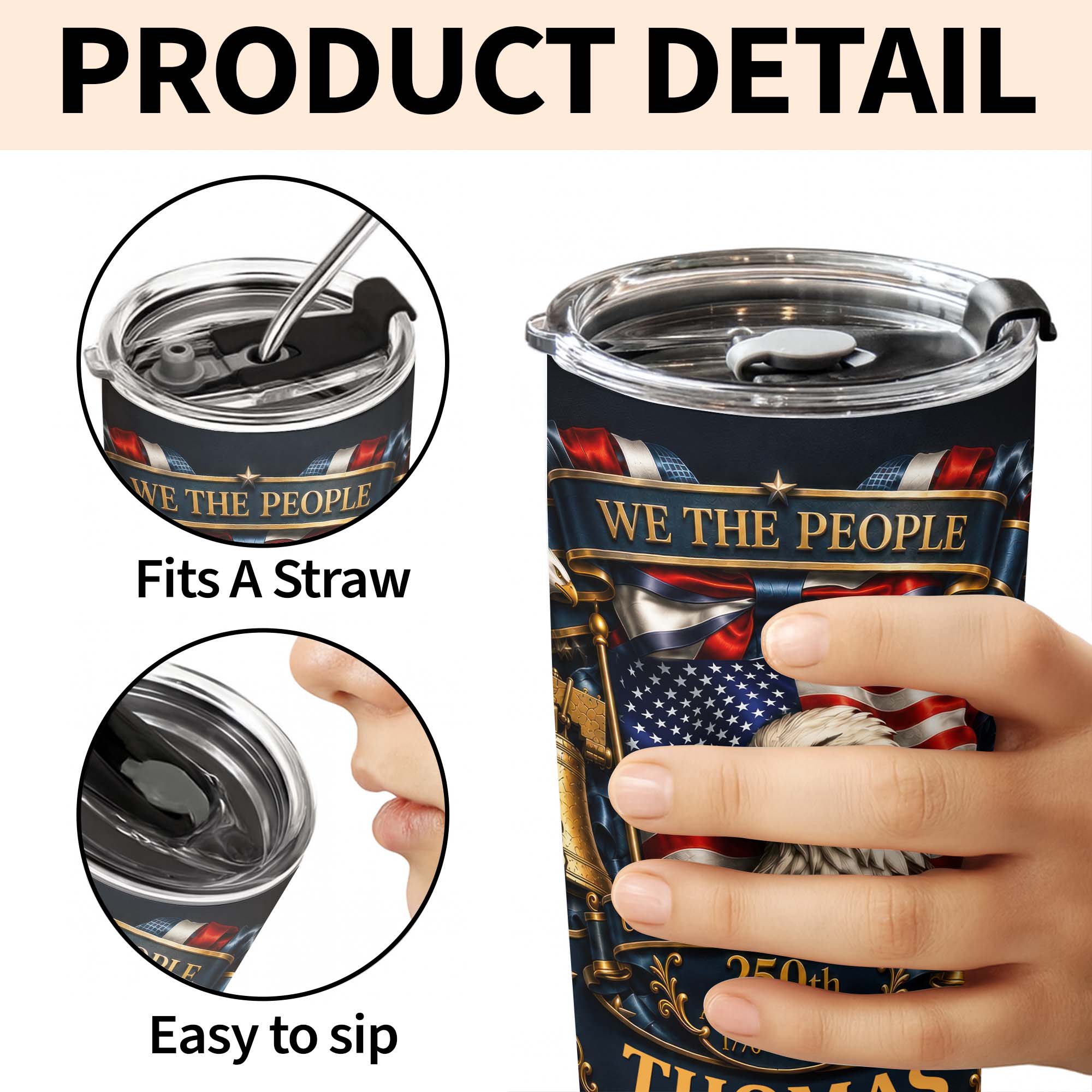 Personalized 20oz Stainless Steel Tumbler American Flag Gift for Dad
