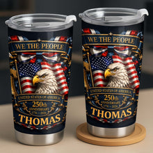 Load image into Gallery viewer, Personalized 20oz Stainless Steel Tumbler American Flag Gift for Dad
