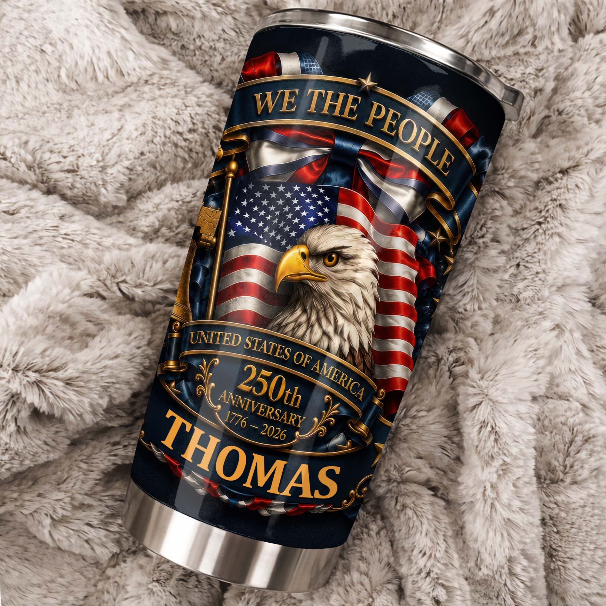 Personalized 20oz Stainless Steel Tumbler American Flag Gift for Dad