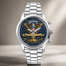 Load image into Gallery viewer, Personalized Custom Black Men's Watch Gift for Dad Anniversary

