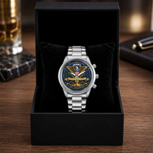Load image into Gallery viewer, Personalized Custom Black Men's Watch Gift for Dad Anniversary
