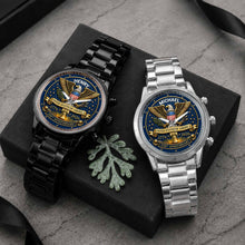 Load image into Gallery viewer, Personalized Custom Black Men's Watch Gift for Dad Anniversary
