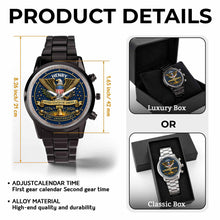 Load image into Gallery viewer, Personalized Custom Black Men's Watch Gift for Dad Anniversary
