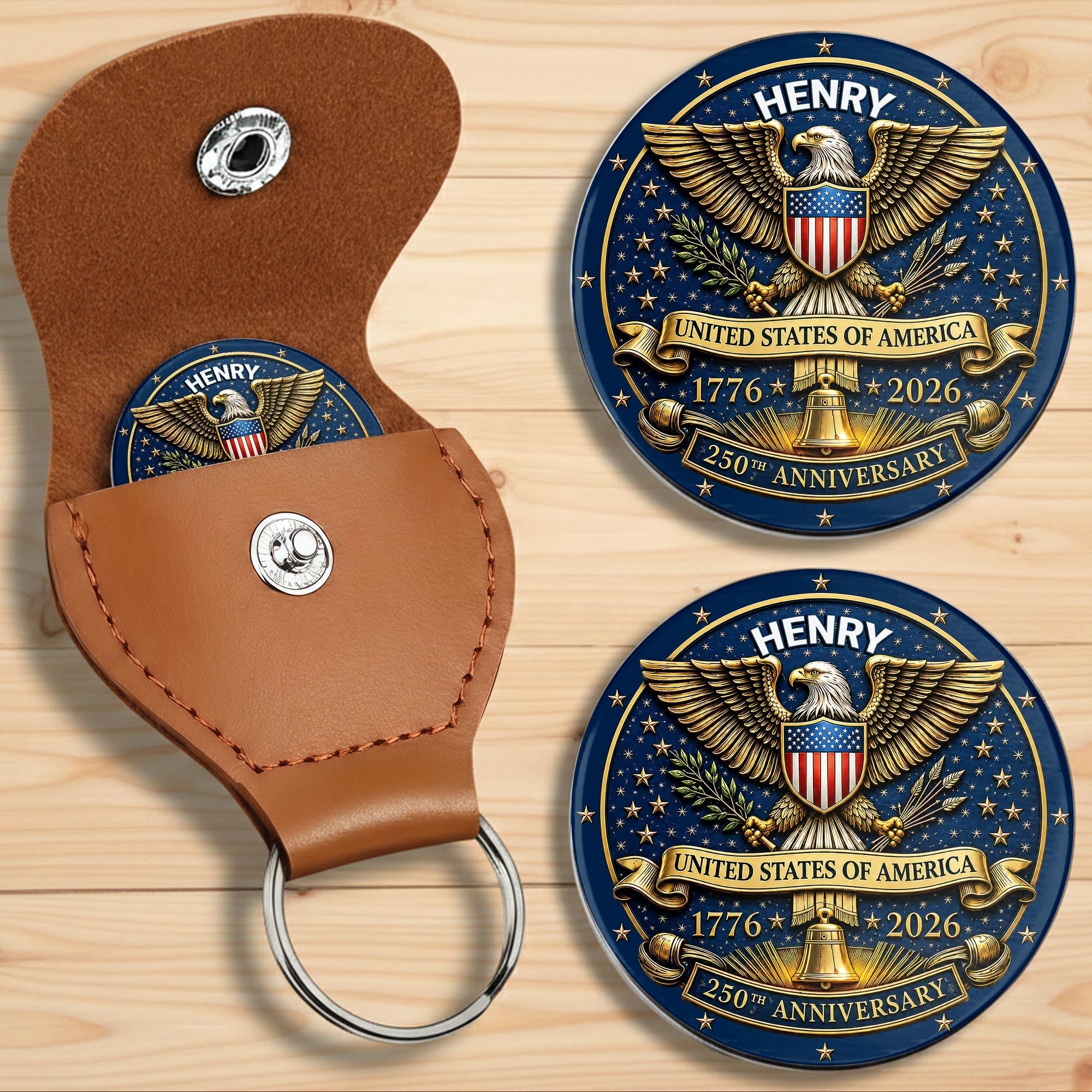 Personalized Pocket Hug Custom Token Gift for Dad USA Eagle