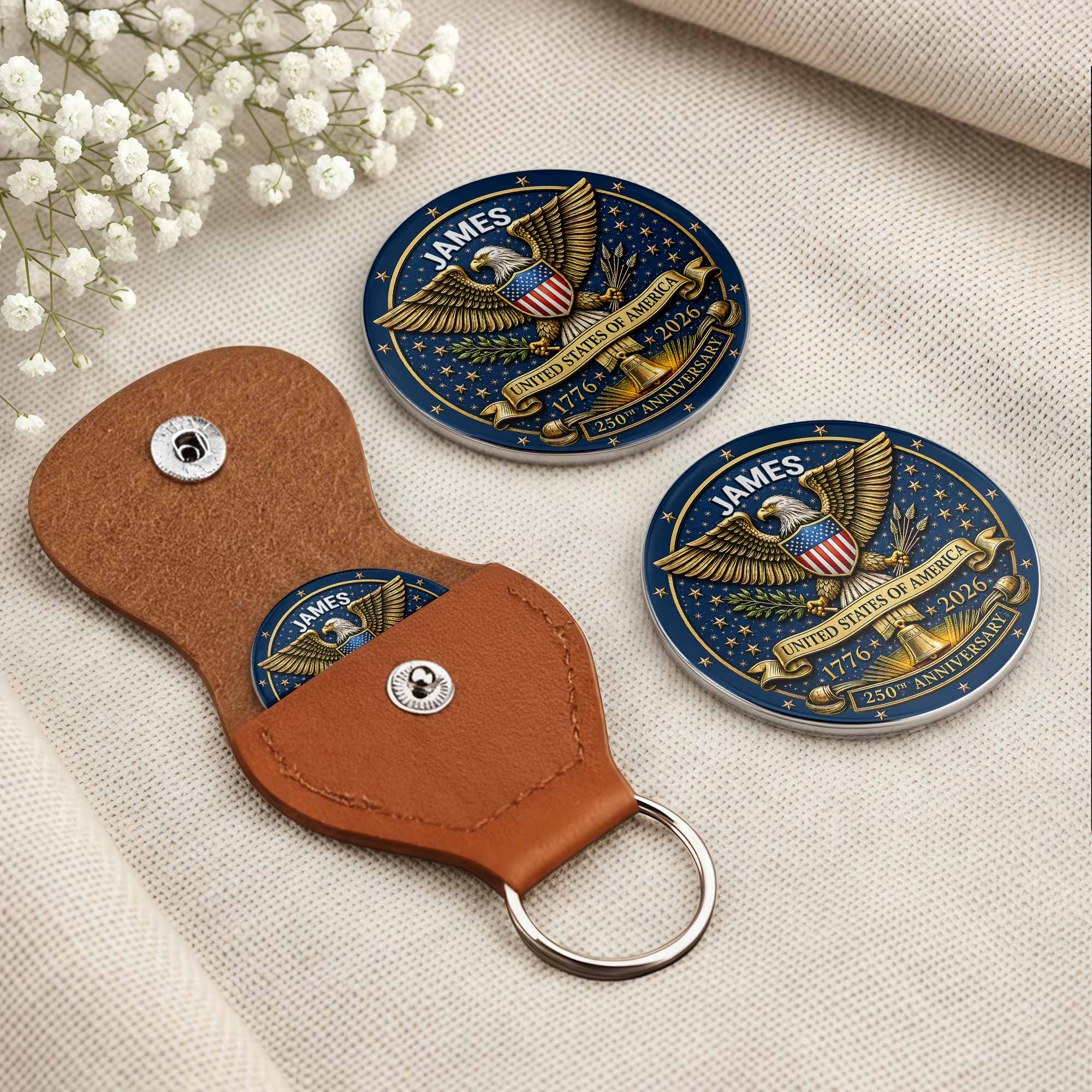 Personalized Pocket Hug Custom Token Gift for Dad USA Eagle