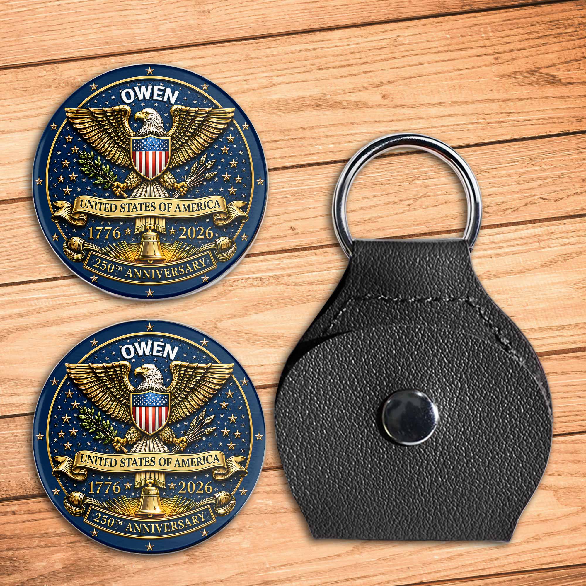Personalized Pocket Hug Custom Token Gift for Dad USA Eagle