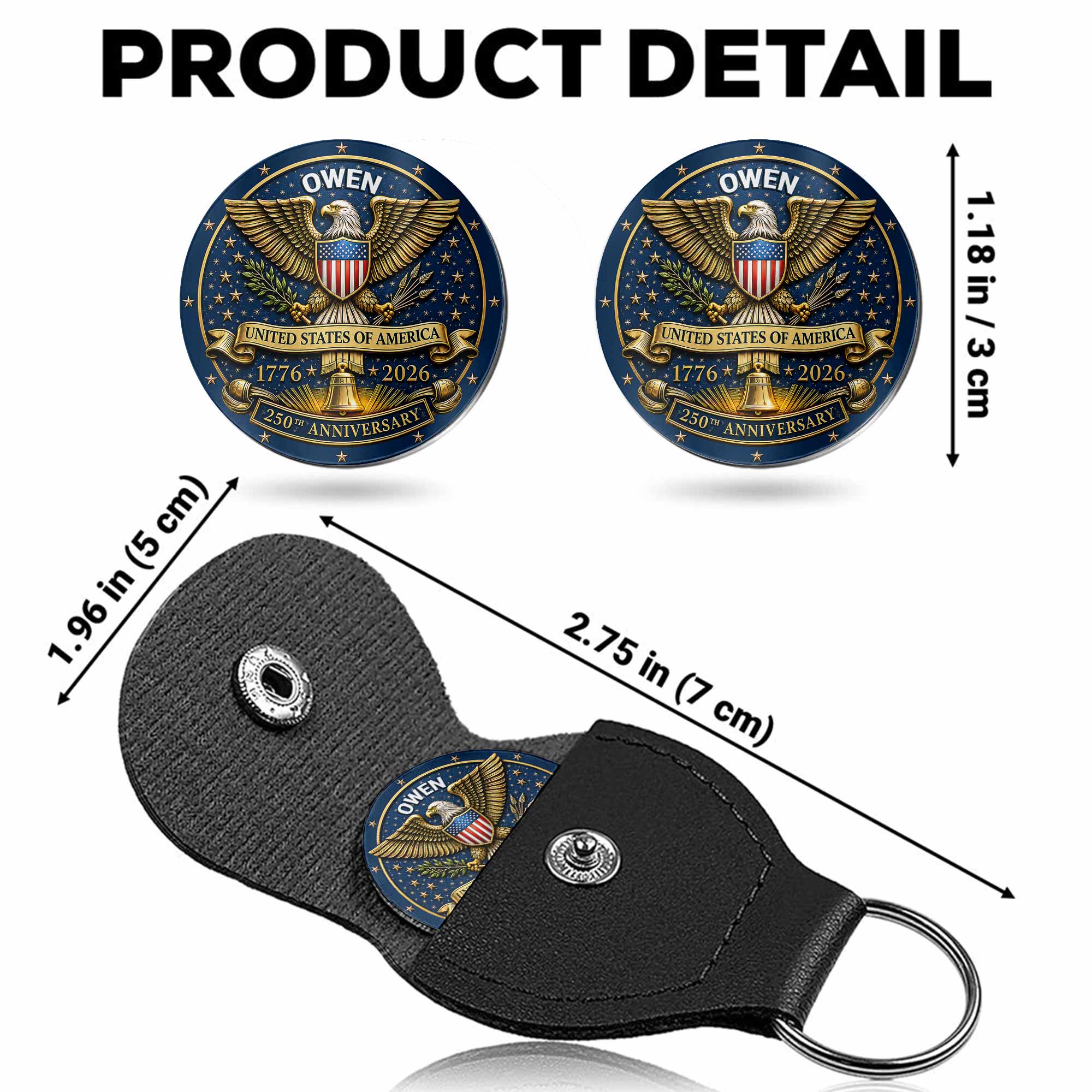 Personalized Pocket Hug Custom Token Gift for Dad USA Eagle