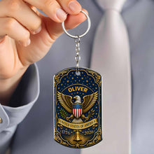 Load image into Gallery viewer, Personalized Stainless Steel Keychain Custom Name Gift for Dad
