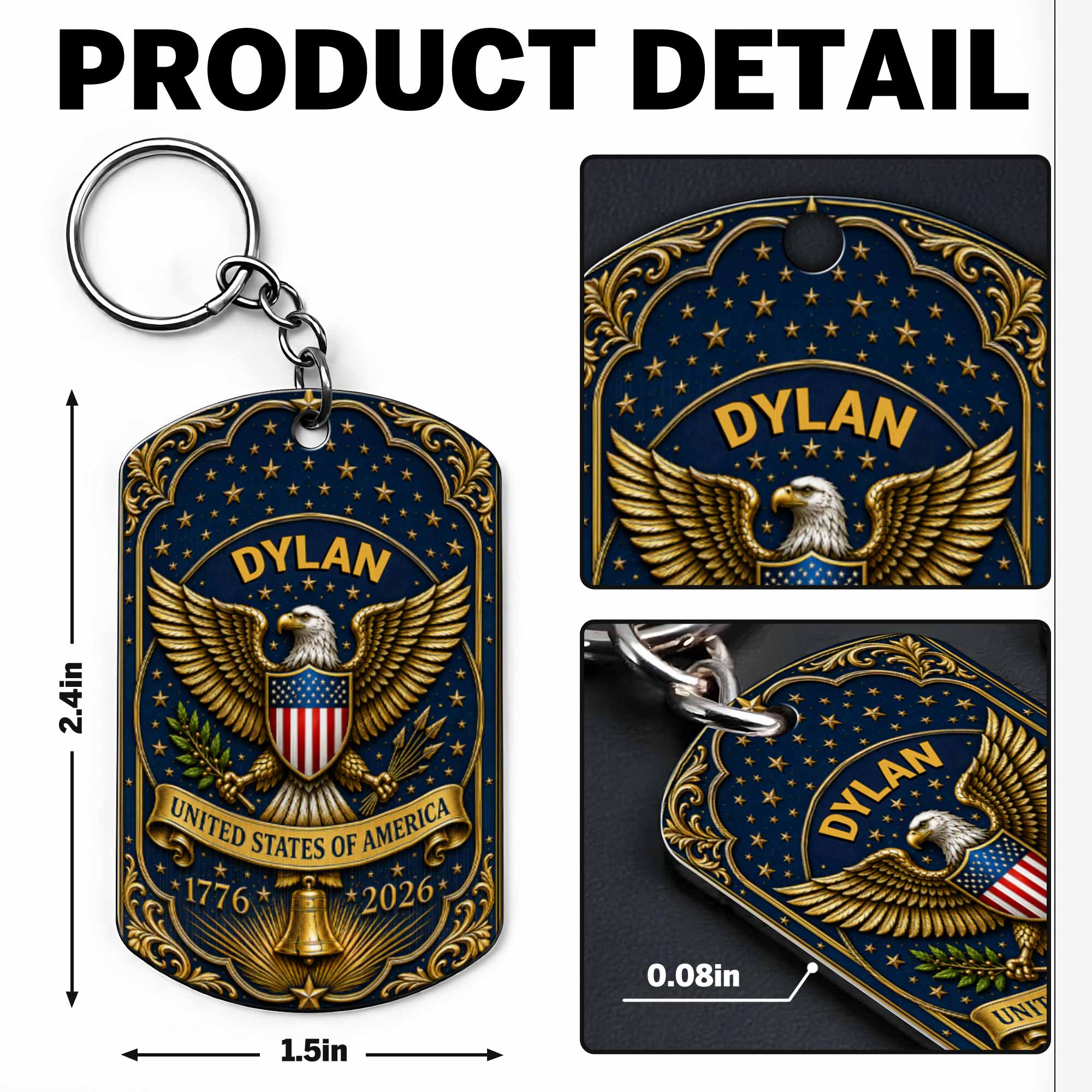 Personalized Stainless Steel Keychain Custom Name Gift for Dad