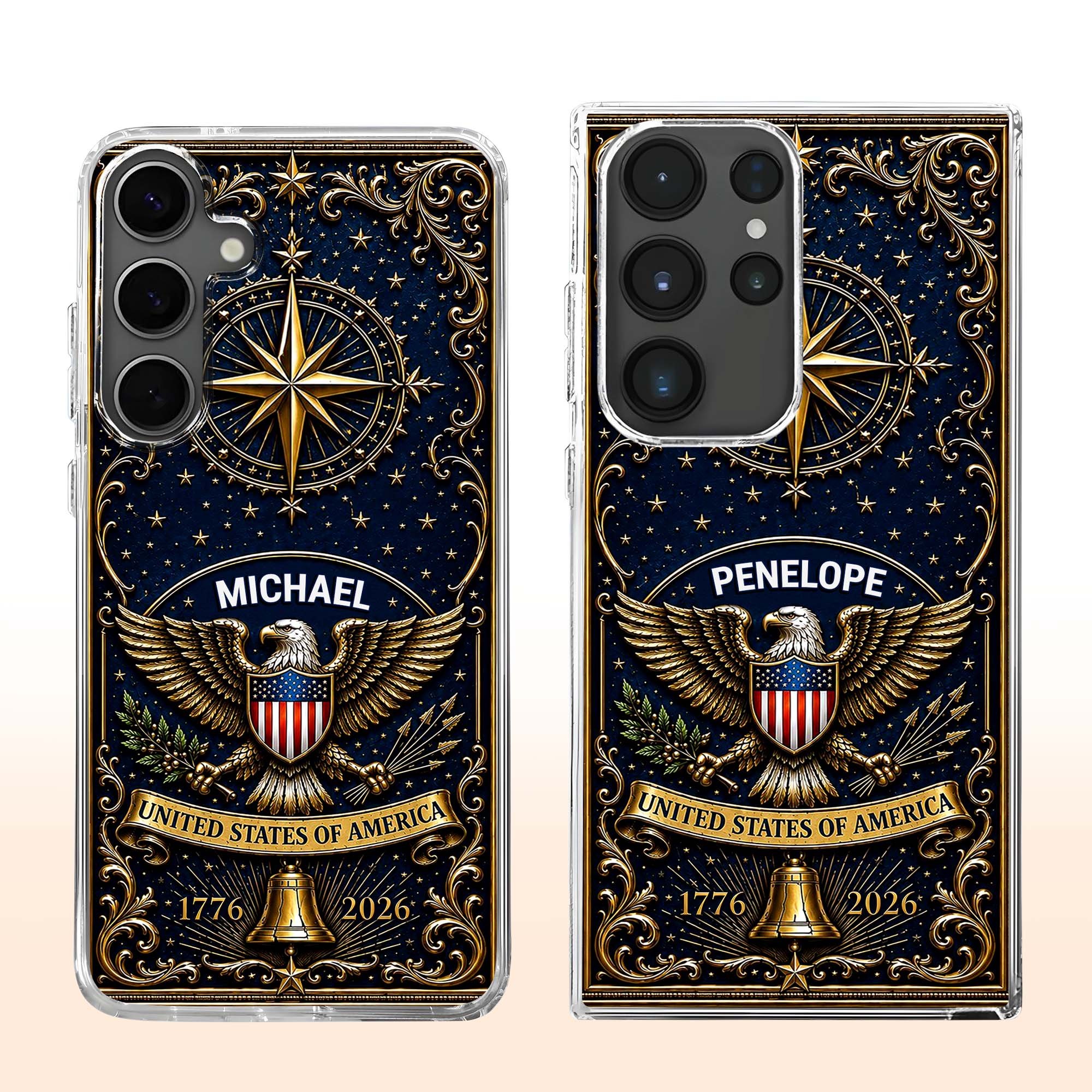 Personalized Clear Phone Case US Eagle Design Custom Name Gift for Dad
