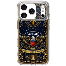 Load image into Gallery viewer, Personalized Clear Phone Case US Eagle Design Custom Name Gift for Dad
