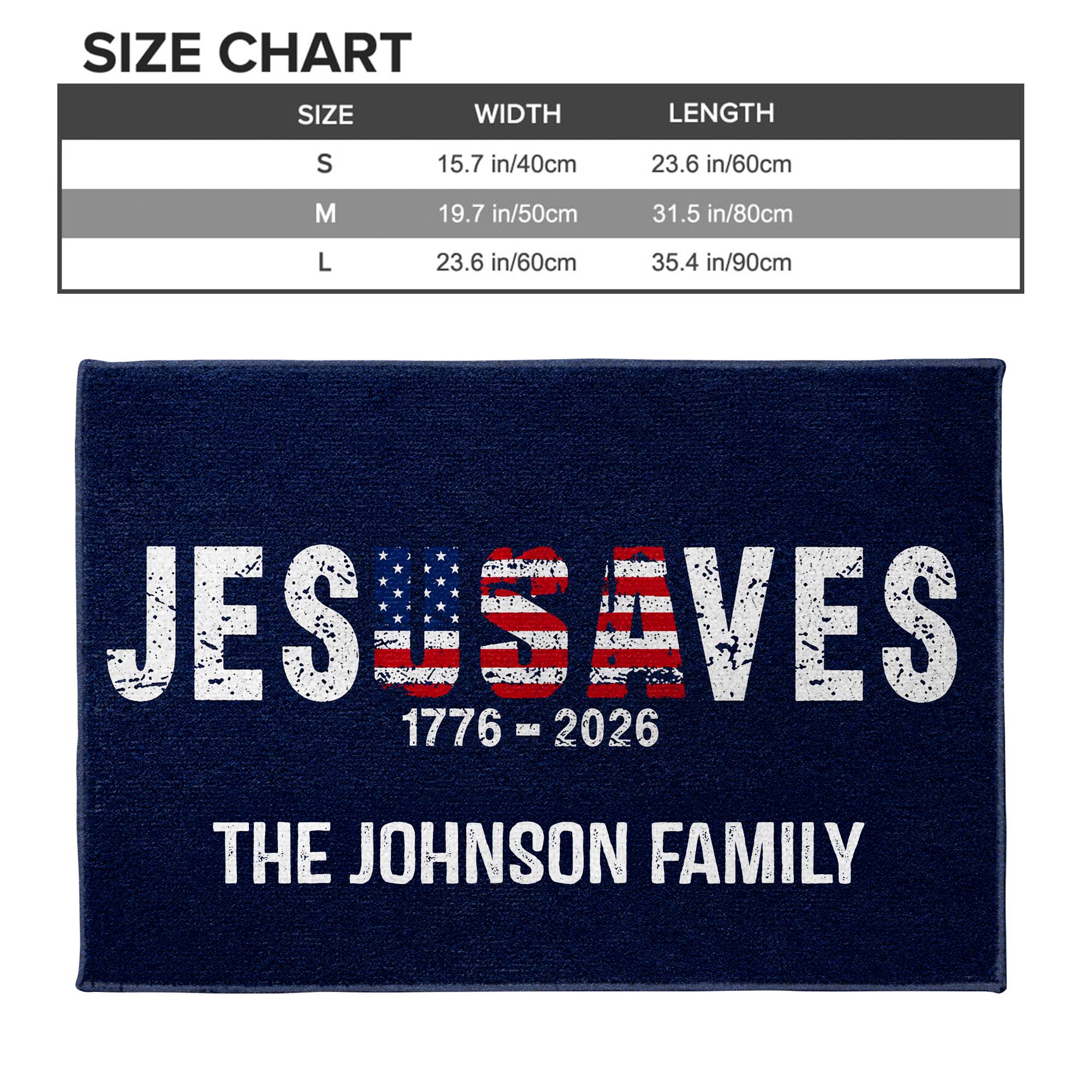 Personalized Jesus Saves USA Flag Family Name Doormat