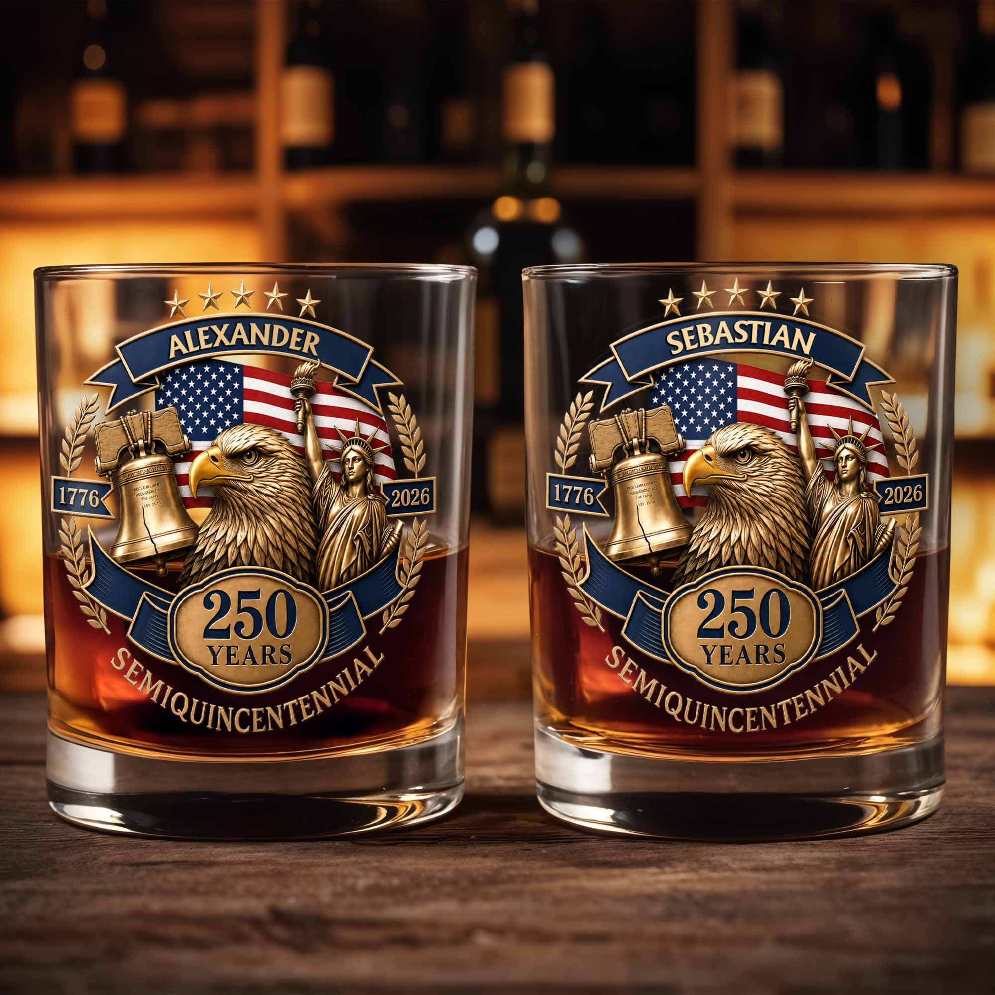 Personalized Custom Whiskey Glass Unique Gift for Dad 4th of July
