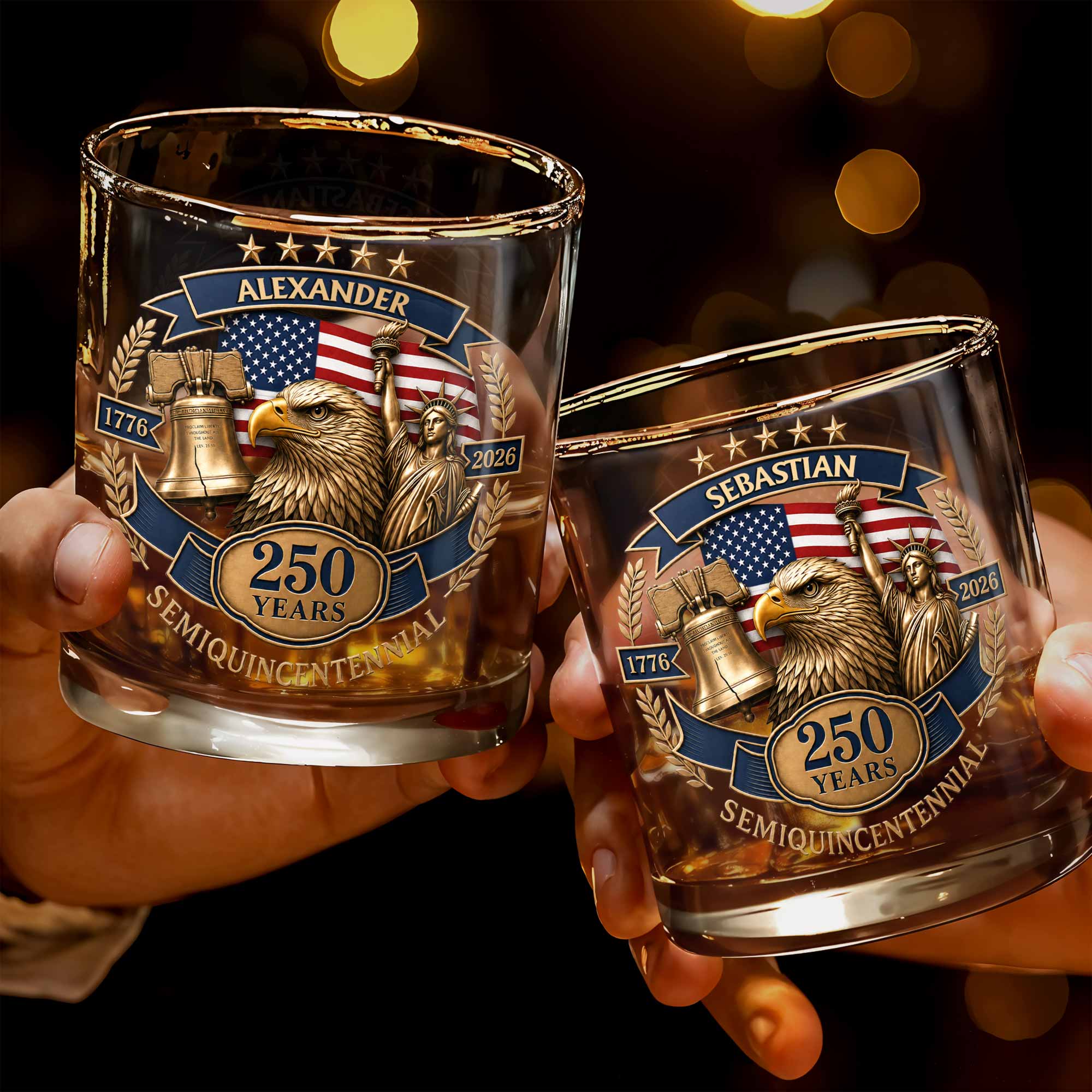 Personalized Custom Whiskey Glass Unique Gift for Dad 4th of July