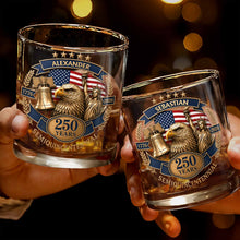 Load image into Gallery viewer, Personalized Custom Whiskey Glass Unique Gift for Dad 4th of July
