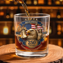 Load image into Gallery viewer, Personalized Custom Whiskey Glass Unique Gift for Dad 4th of July
