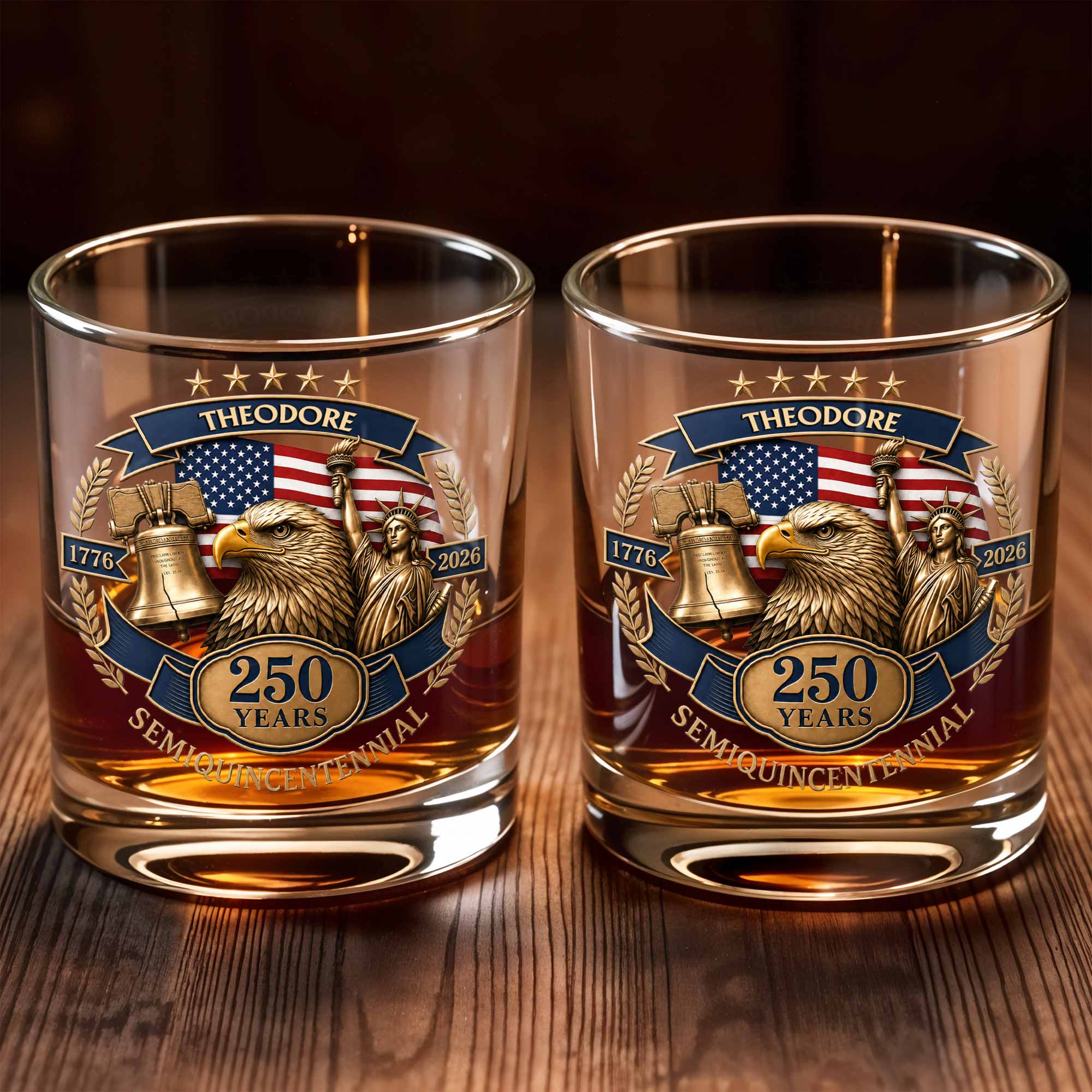 Personalized Custom Whiskey Glass Unique Gift for Dad 4th of July