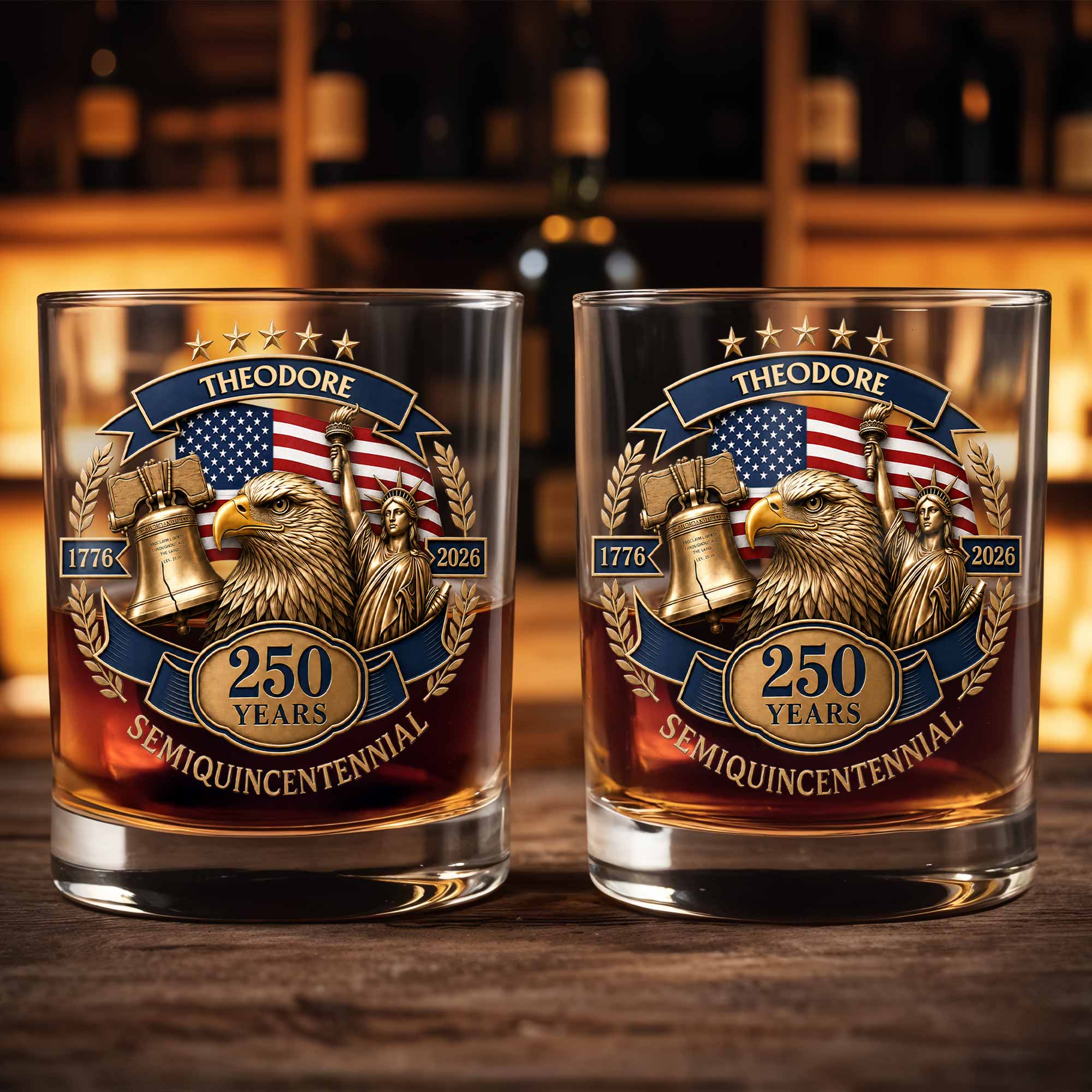 Personalized Custom Whiskey Glass Unique Gift for Dad 4th of July