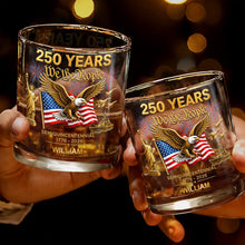 Load image into Gallery viewer, Personalized Custom Whiskey Glass with Eagle USA Flag Gift for Dad
