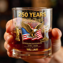 Load image into Gallery viewer, Personalized Custom Whiskey Glass with Eagle USA Flag Gift for Dad
