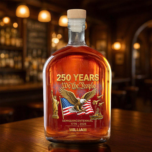 Personalized Whiskey Bottle with Eagle & USA Flag Gift for Dad