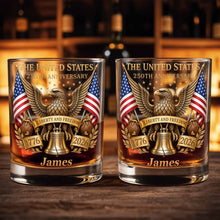 Load image into Gallery viewer, Personalized Custom Whiskey Glass Gift for Dad - 4th of July Eagle &amp; Liberty Bell
